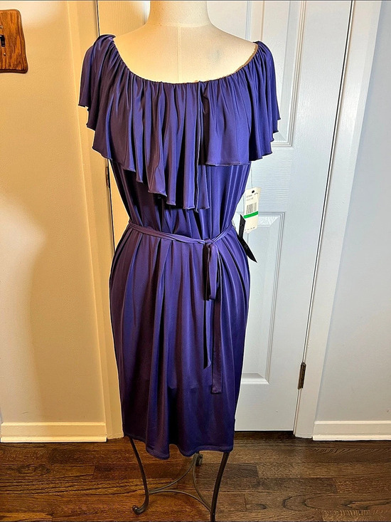 A.B.S. by Allen Schwartz Dresses & Skirts - A.B.S. by Allen Schwartz Ladies Knit Dress Ruffle Maxi Dress in Purple Size
